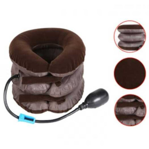 Household Inflatable Neck Traction Device 3 Layer Head Support Pillow Brown Orthotics Braces & Sleeves