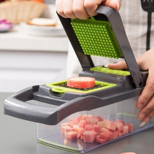 Household Multifunctional Dicing Cutting Tool Set Main Device 7 Cutters Draining Basket Black Peelers & Slicers