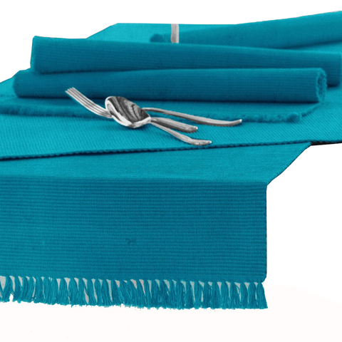 Hoydu Cotton Ribbed Table Runner 45Cm X 150Cm Blue Bird Table Runners