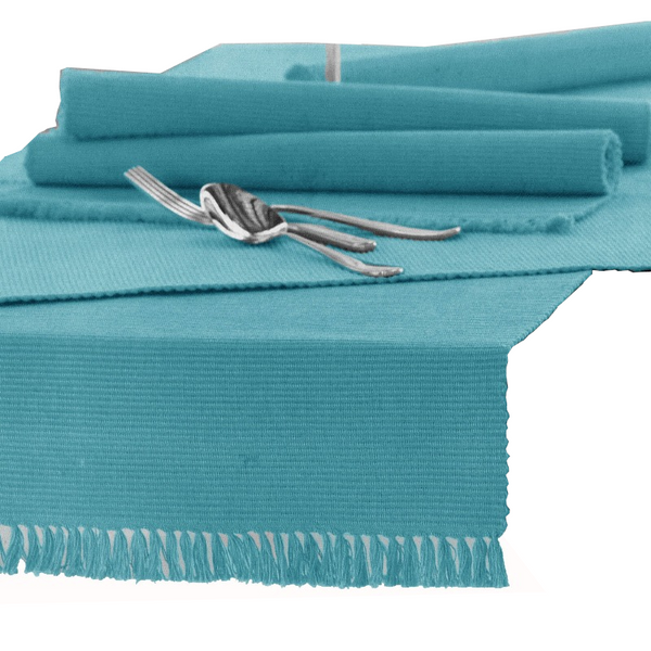 Hoydu Cotton Ribbed Table Runner 45Cm X 200Cm Aqua Table Runners