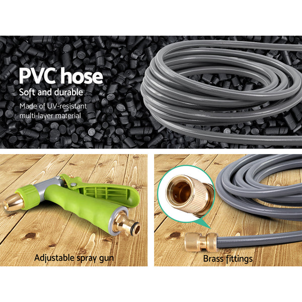 Green Fingers 20M Retractable Water Hose Reel Garden Storage Autorewind Spray Gun Hose Reels & Storage