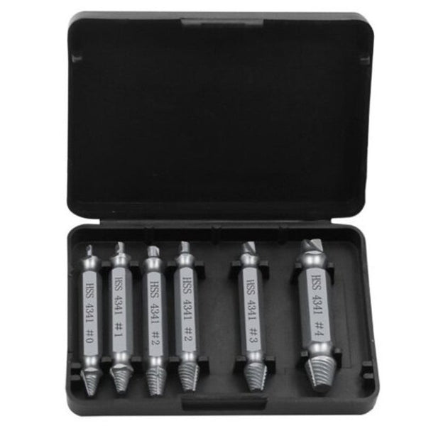 Double End Sliding Teeth Broken Head Screw Extractor 6Pcs Silver Drill Bits
