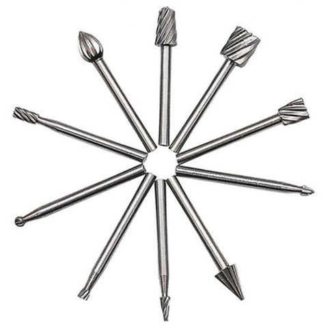 Mini Rotary Woodworking Milling Cutter 10Pcs Silver