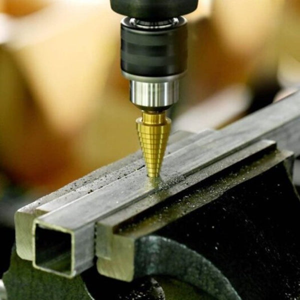 Titanium Coated Step Drill Bit With Center Punch Hole Cutter Drilling Tool 6Pcs Gold Drill Bits