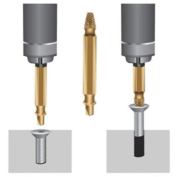 Titanium Double Slip Teeth Screw Extractor 4Pcs Gold