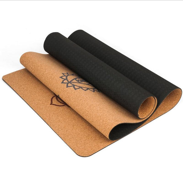 7 Chakras Natural Cork Tpe Yoga Mat 5Mm Thick Exercise Mats & Non Slip Towels