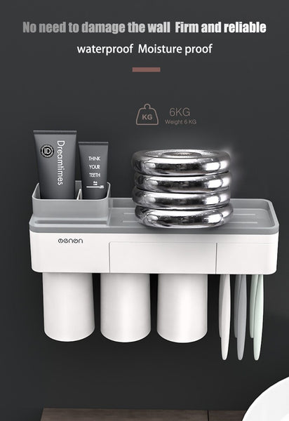 Magnetic Toothbrush Holder Wall Mount Bathroom Storage Shelf Tumblers & Toothbrush Holders