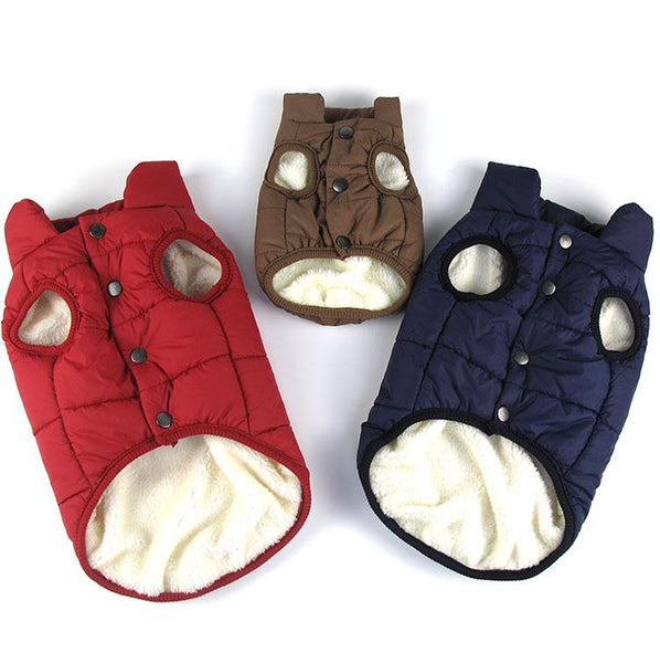 Red / Blue Brown Winter Pet Dog Jacket With Soft Lining Clips Dog Clothing & Shoes