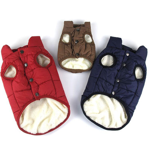 Red / Blue Brown Winter Pet Dog Jacket With Soft Lining Clips Dog Clothing & Shoes