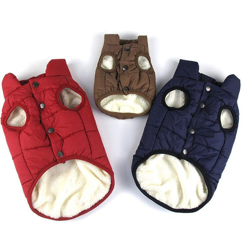 Red / Blue Brown Winter Pet Dog Jacket With Soft Lining And Clips