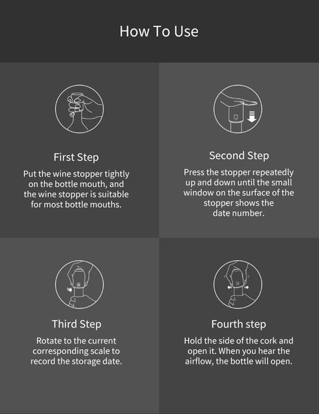 Wine Stoppers Smart Stainless Steel Vacuum Date Recording Bottle Stoppers