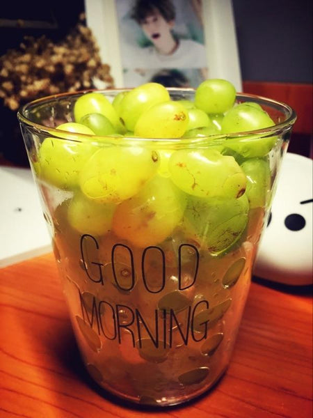 400Ml Good Morning Glass Breakfast Cup Coffee Tea Milk Yogurt Mug Glassware & Drinkware