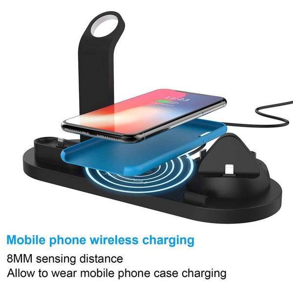 4 In 1 Wireless Charging Dock Station For Apple Watch Iphone X Xs Xr Max 11 Pro 8 Airpods 10W Qi Fast Charger Stand Holder Chargers & Cradles