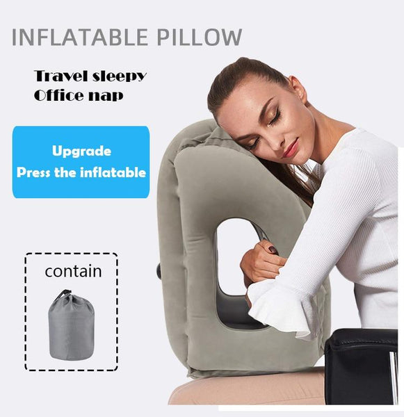 Inflatable Travel Pillow Portable Travelling Head Support Cushion Pillows