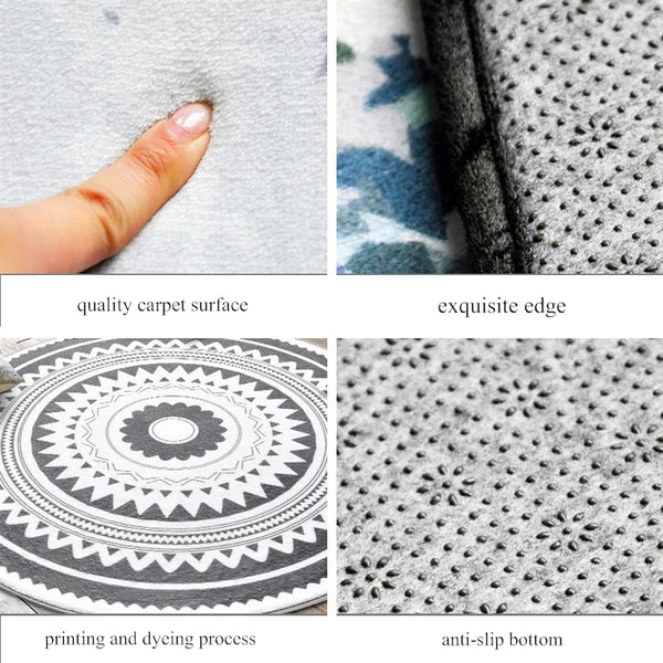 Round Modern Grey Pattern Polyester Rug Lounge Room Decor Rugs