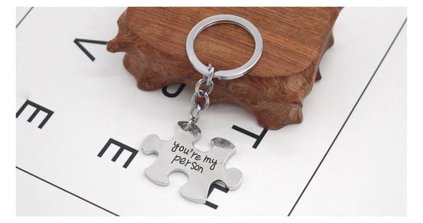 Keyrings 2 Pcs / Set Puzzle Piece You're My Person Couple Key Chains Gift Idea