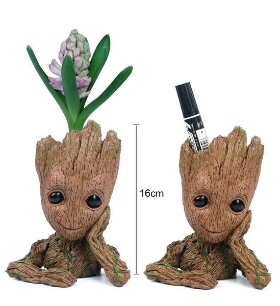 Creative Flowerpot Baby Action Figures Cute Toy Pen Pot Holder Pvc Hero Model Vessel