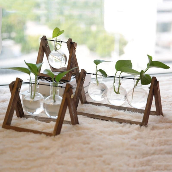 Glass Wood Hydroponics Vase Planter Desktop Terrarium Baskets Pots Window Boxes