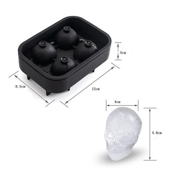 Skulls Or Spheres Large Black Ice Cube Tray Silicone Mold Ice Cubes Trays & Moulds