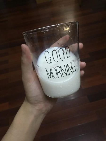400Ml Good Morning Glass Breakfast Cup Coffee Tea Milk Yogurt Mug Glassware & Drinkware