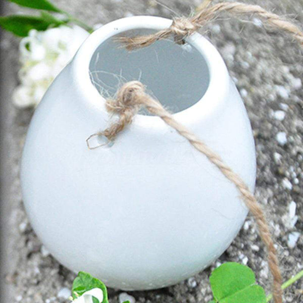 White Ceramic Mini Hanging Planter Boho Decor Baskets Pots Window Boxes