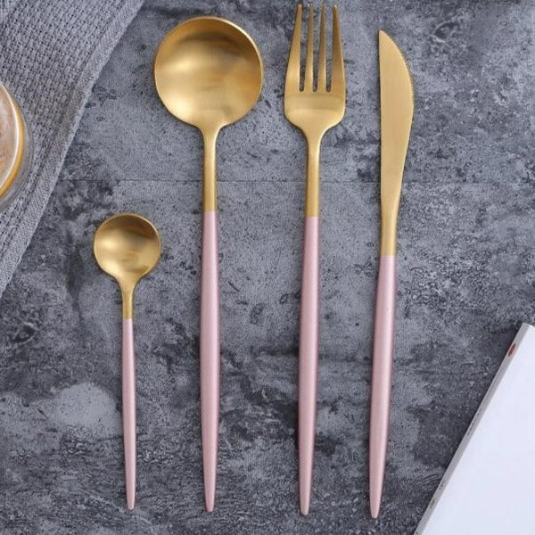 Gold Dipped Elegant Cutlery Flatware Cutlery Sets