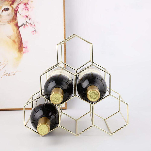 Nordic Modern Metal Hexagon Geometric Wine Rack