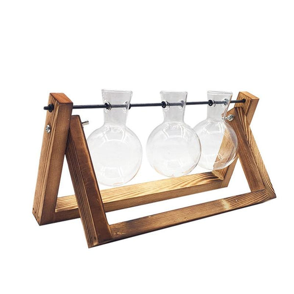 Glass Wood Hydroponics Vase Planter Desktop Terrarium Baskets Pots Window Boxes
