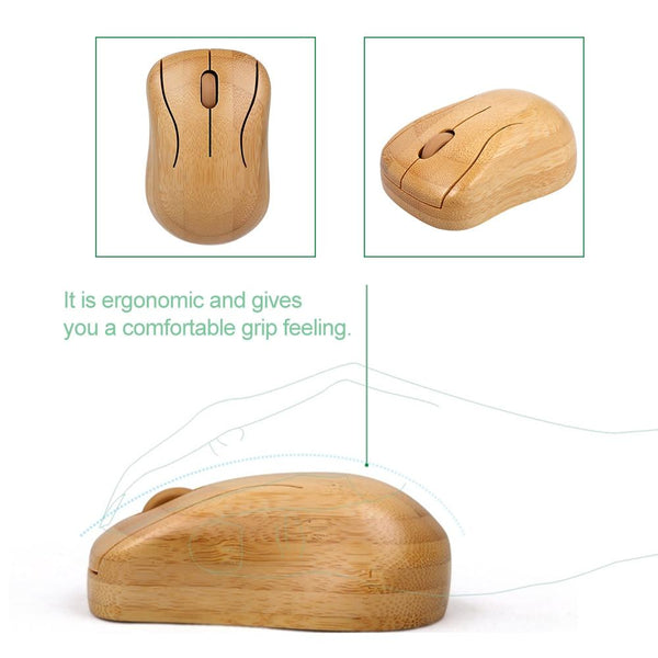 2.4G Wireless Bamboo Pc Computer Keyboard Mouse Combo