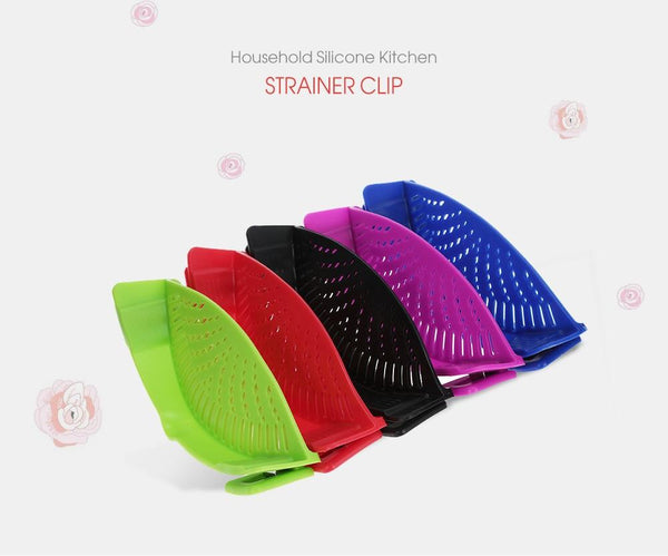 Silicone Saucepan Strainer Clip Liquid Draining Kitchen Utensil Colanders Strainers & Sifters
