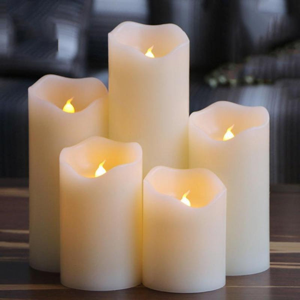 Real Wax Flameless Pillar Candle Home Decor