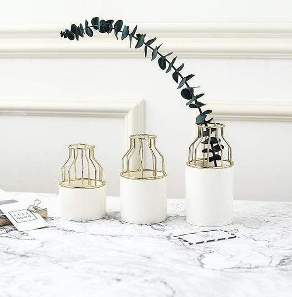 Mini Ceramic Metal Contemporary Vase Nordic Decor Vases