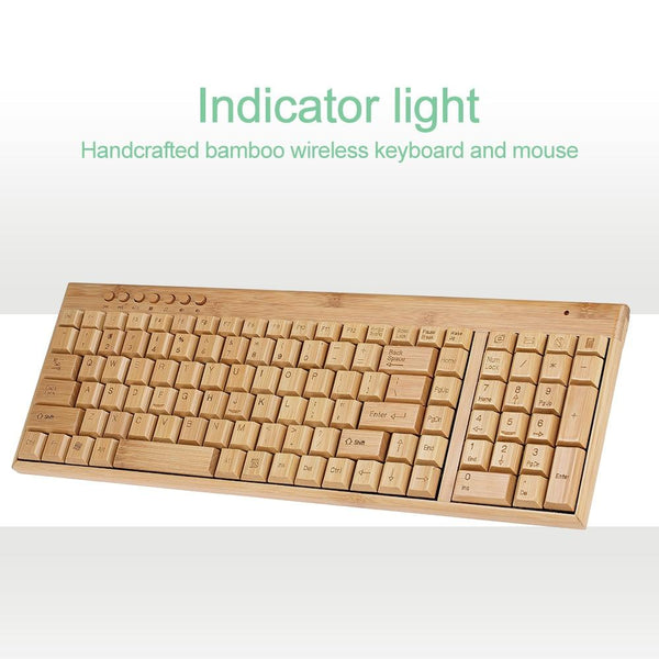 2.4G Wireless Bamboo Pc Computer Keyboard Mouse Combo