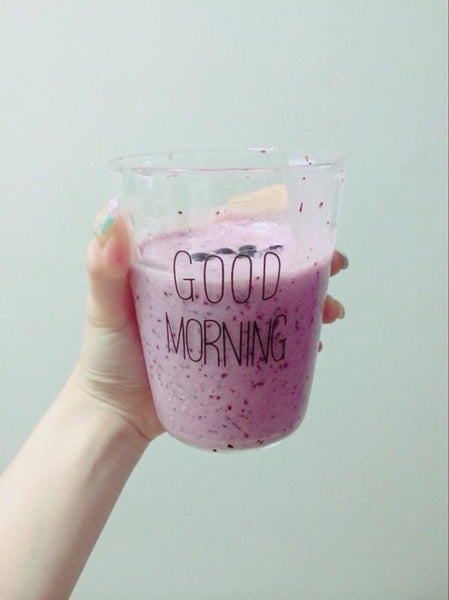 400Ml Good Morning Glass Breakfast Cup Coffee Tea Milk Yogurt Mug Glassware & Drinkware