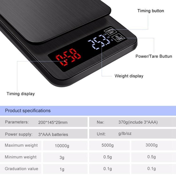 Black Digital Lcd Kitchen Scales