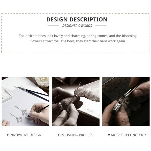 Veile Studios 925 Sterling Silver Yellow Bee Drop Women Earrings