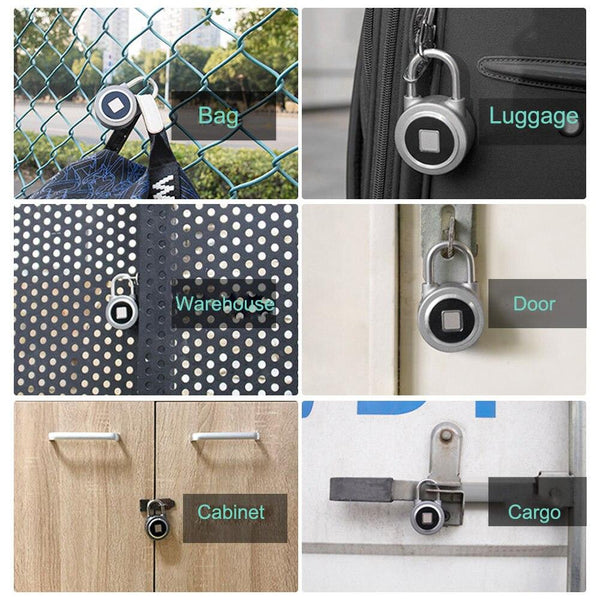 Fingerprint Smart Keyless Padlock App Button Password Unlock Anti Theft Lock Door Locks & Lock Mechanisms