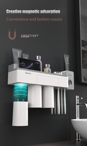 Tumblers & Toothbrush Holders Magnetic Toothbrush Holder Wall Mount Bathroom Storage Shelf