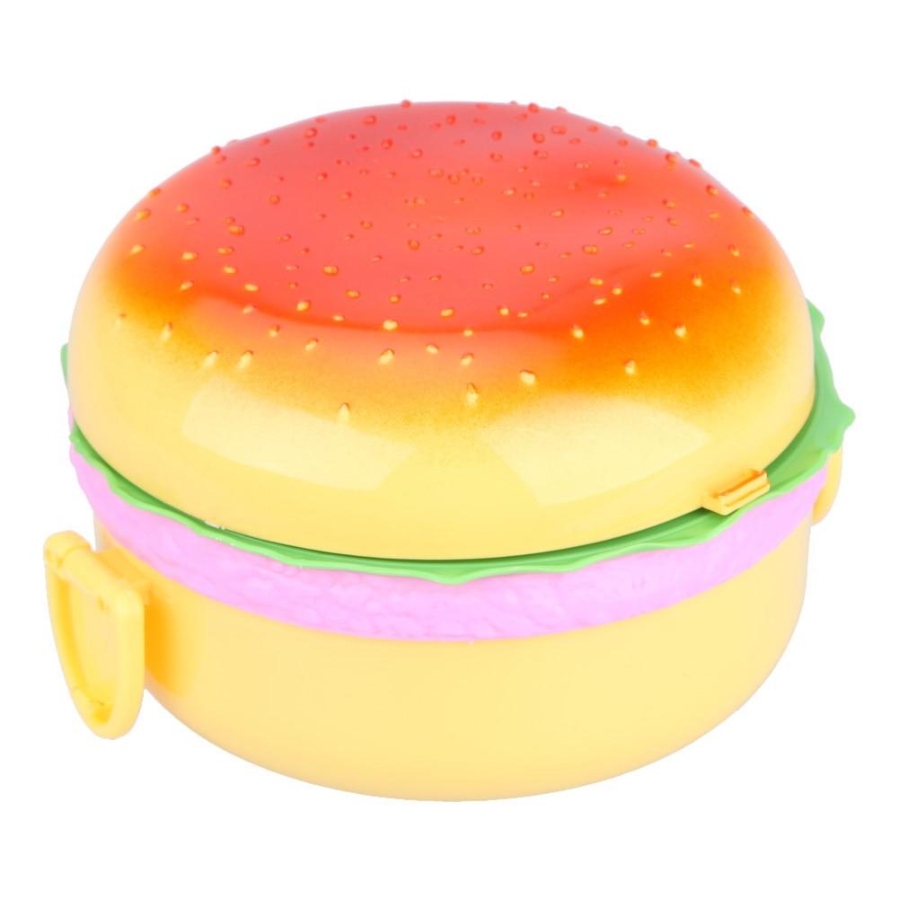 1000Ml Plastic Hamburger Bento Lunch Box Food Double Container Storage With Fork Lunchboxes & Bags