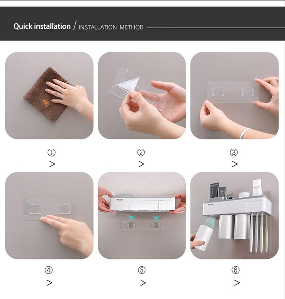 Magnetic Toothbrush Holder Wall Mount Bathroom Storage Shelf Tumblers & Toothbrush Holders