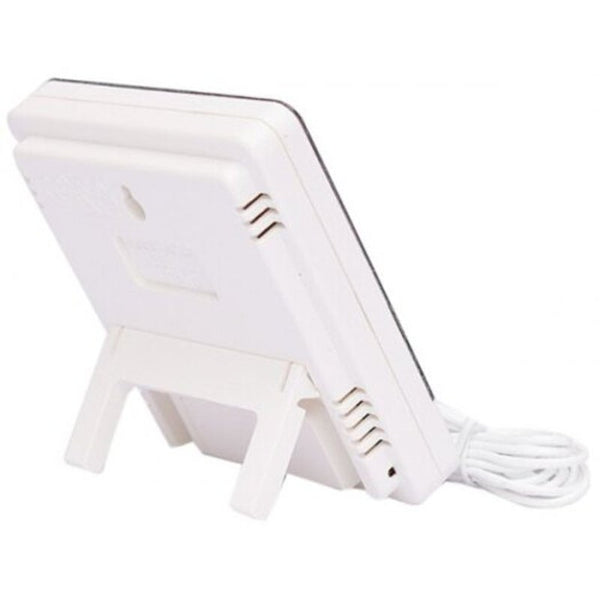 Htc 2 Digital Thermometer Hygrometer Clock Calendar With Sensor Probe White Weather Stations