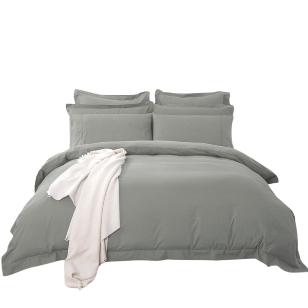 Grey Fabric Fantastic 1000Tc Tailored Single Size Duvet Quilt Cover Grey Quilt Covers