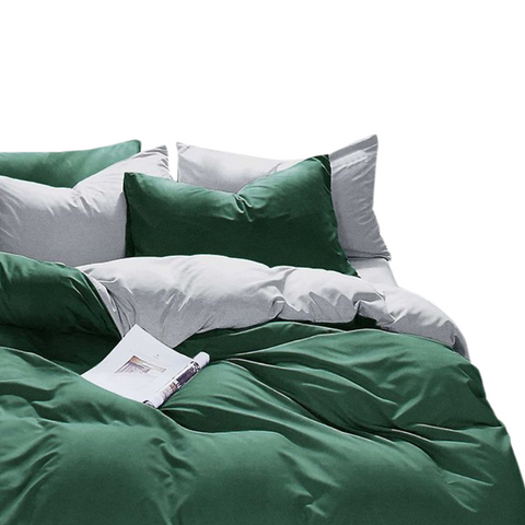 1000Tc Reversible Super King Size Green And Grey Duvet Quilt Cover Set
