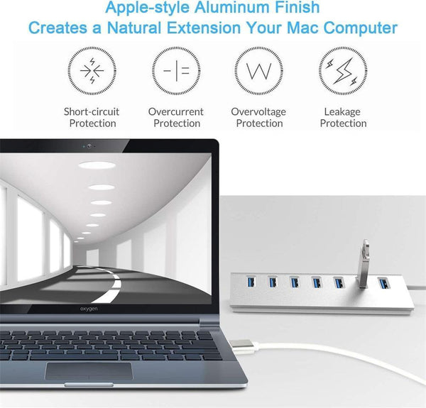 Usb Hubs Aluminum Charging Data 7 3 Feet 3.0 Cable Silver Firewire Cables & Adapters