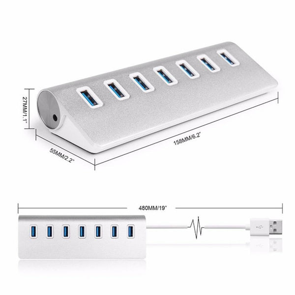 Usb Hubs Aluminum Charging Data 7 3 Feet 3.0 Cable Silver Firewire Cables & Adapters
