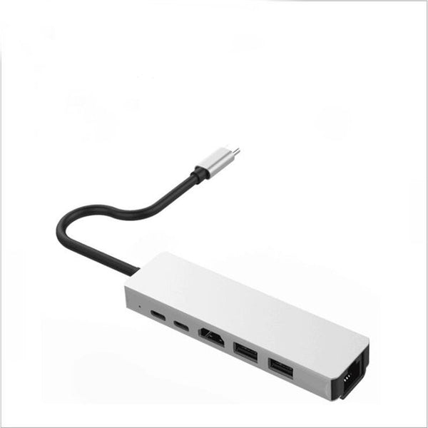 Hub Adapter 6 In 1 Usb 3.0 High Speed Ports Type C To 4K 30Hz Hd Laptop Rj45 Gigabit Ethernet Network Pd Usb Cables Hubs & Adapters