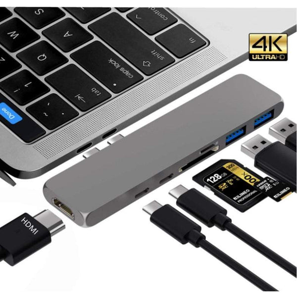 Splitters Switches Hub Reader Aluminium Alloy 7 In 1 Multiport Usb Cables Hubs & Adapters