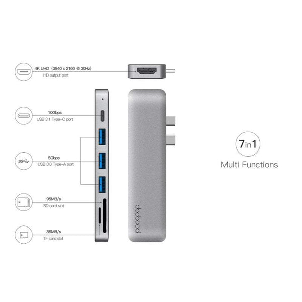 Splitters Switches Hub Reader Aluminium Alloy 7 In 1 Multiport Usb Cables Hubs & Adapters