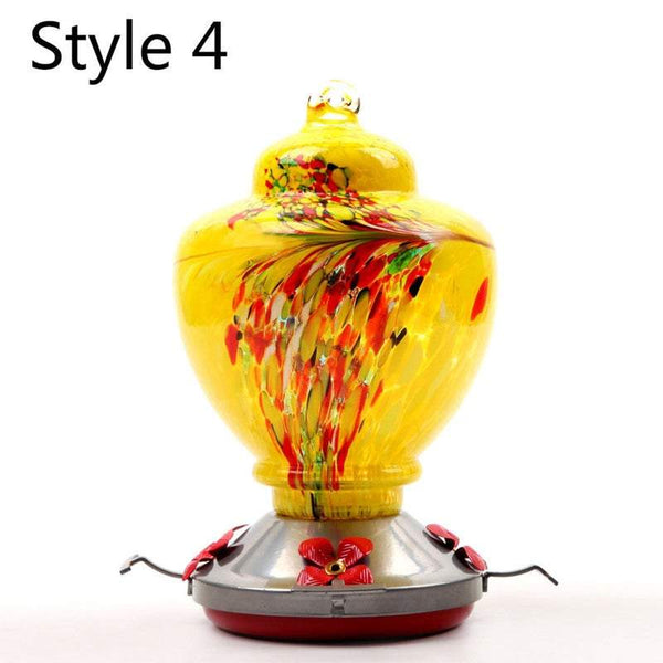 Hummingbird Feeder With Perch Hanging Feeding Port Stained Glass Bird Feeders