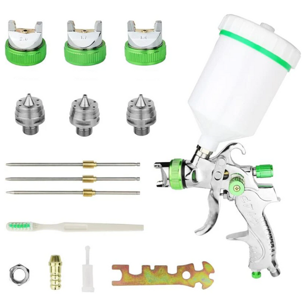 Hvlp Professional Paint Spray Gun 600Cc With 3 Nozzles 1.4Mm 1.7Mm 2.0Mm Gravity Feed Air Car Furniture Paint Sprayers